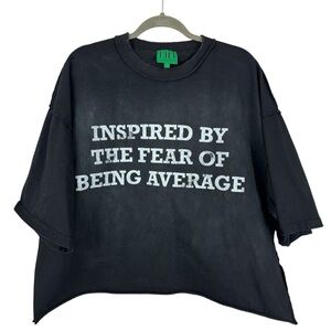 Hollywood Hideout ‘Inspired By The Fear Of Being Average’ Crop Oversized Shirt L